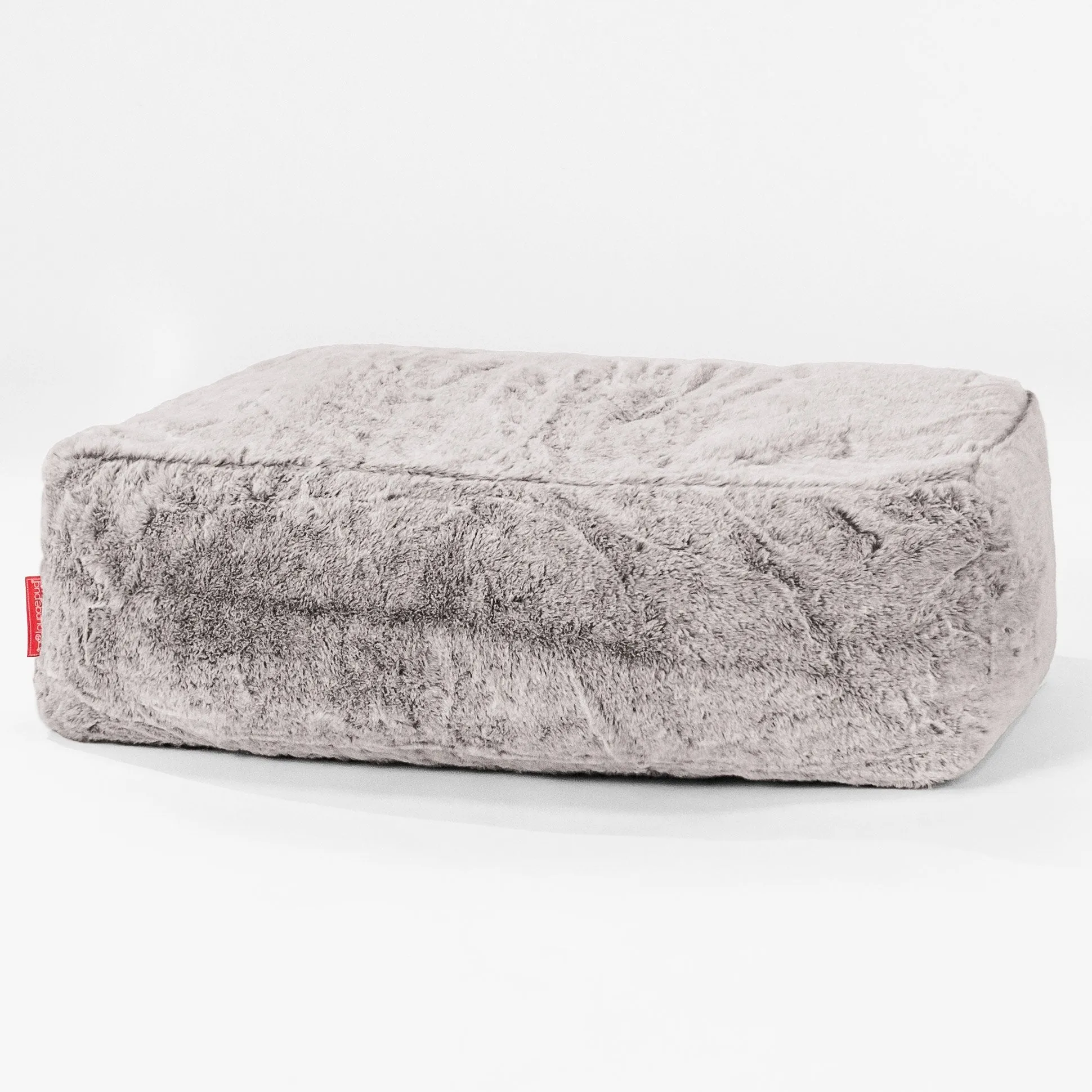 Large Footstool - Fluffy Faux Fur Rabbit Light Grey
