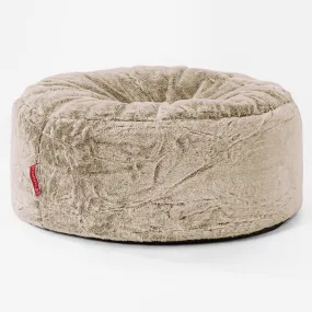 Large Round Pouffe - Fluffy Faux Fur Rabbit Golden Brown