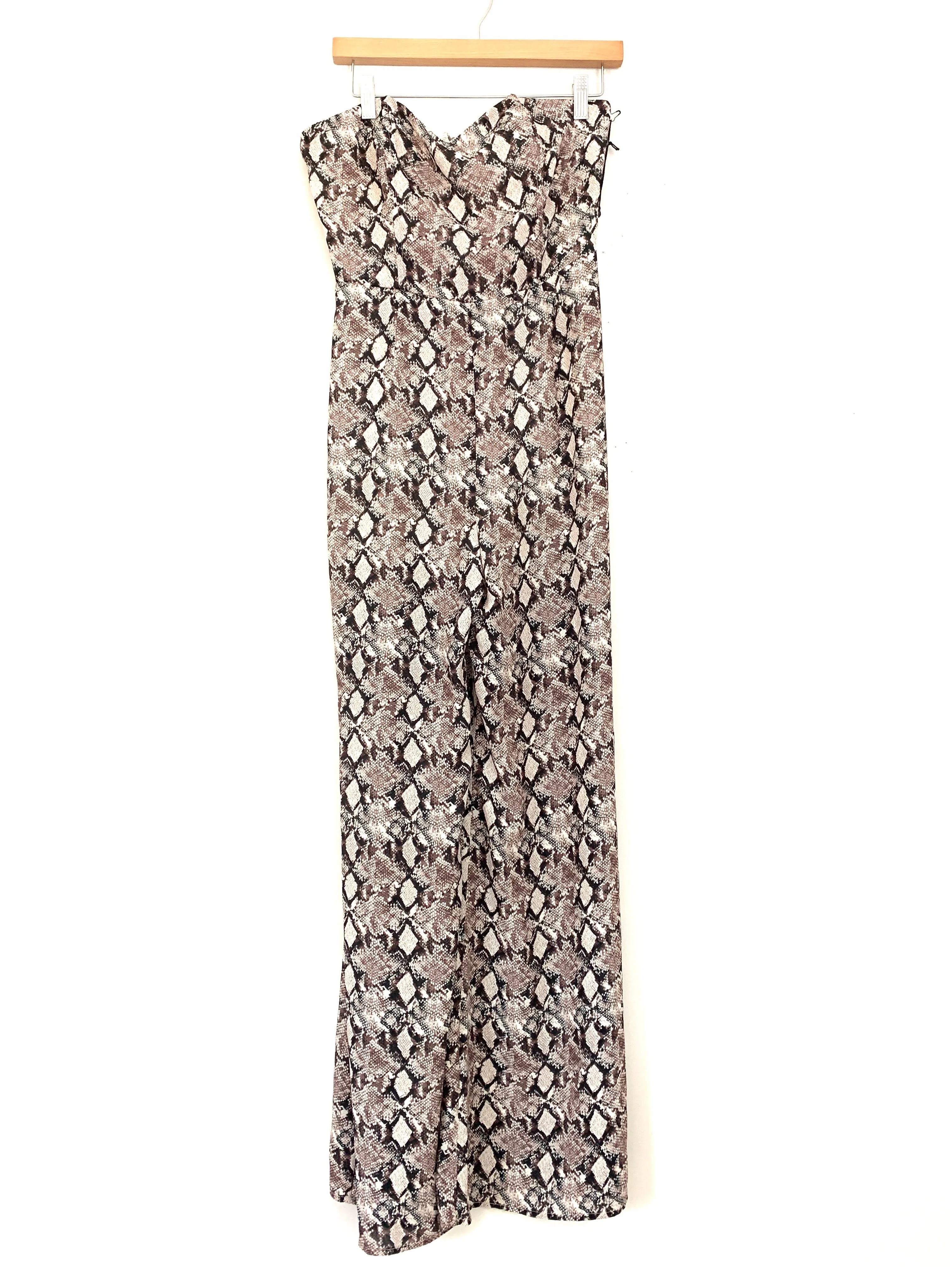 Leith Ivory Snake Print Strapless Jumpsuit NWT- Size S