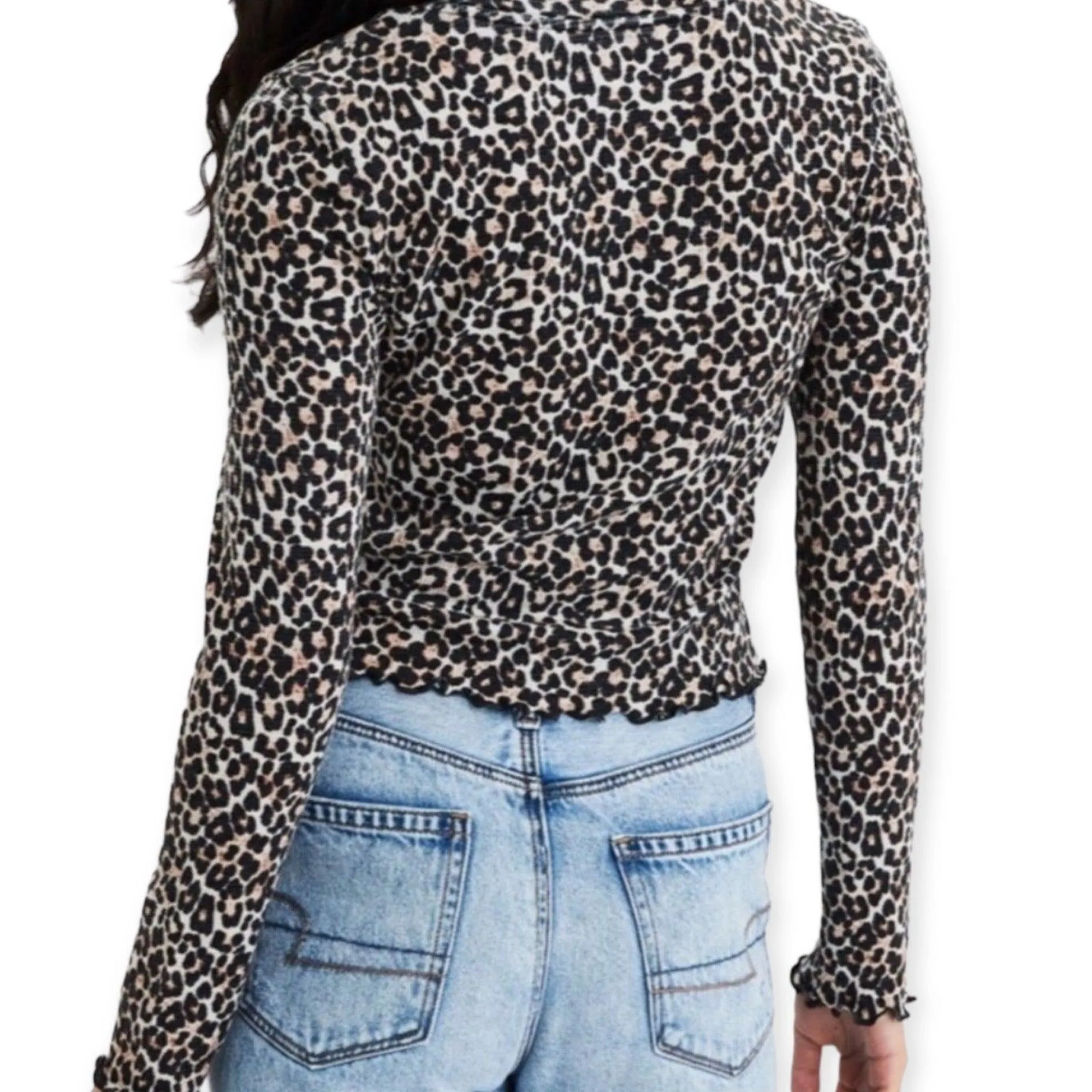 Leopard Long Sleeve Fitted Top