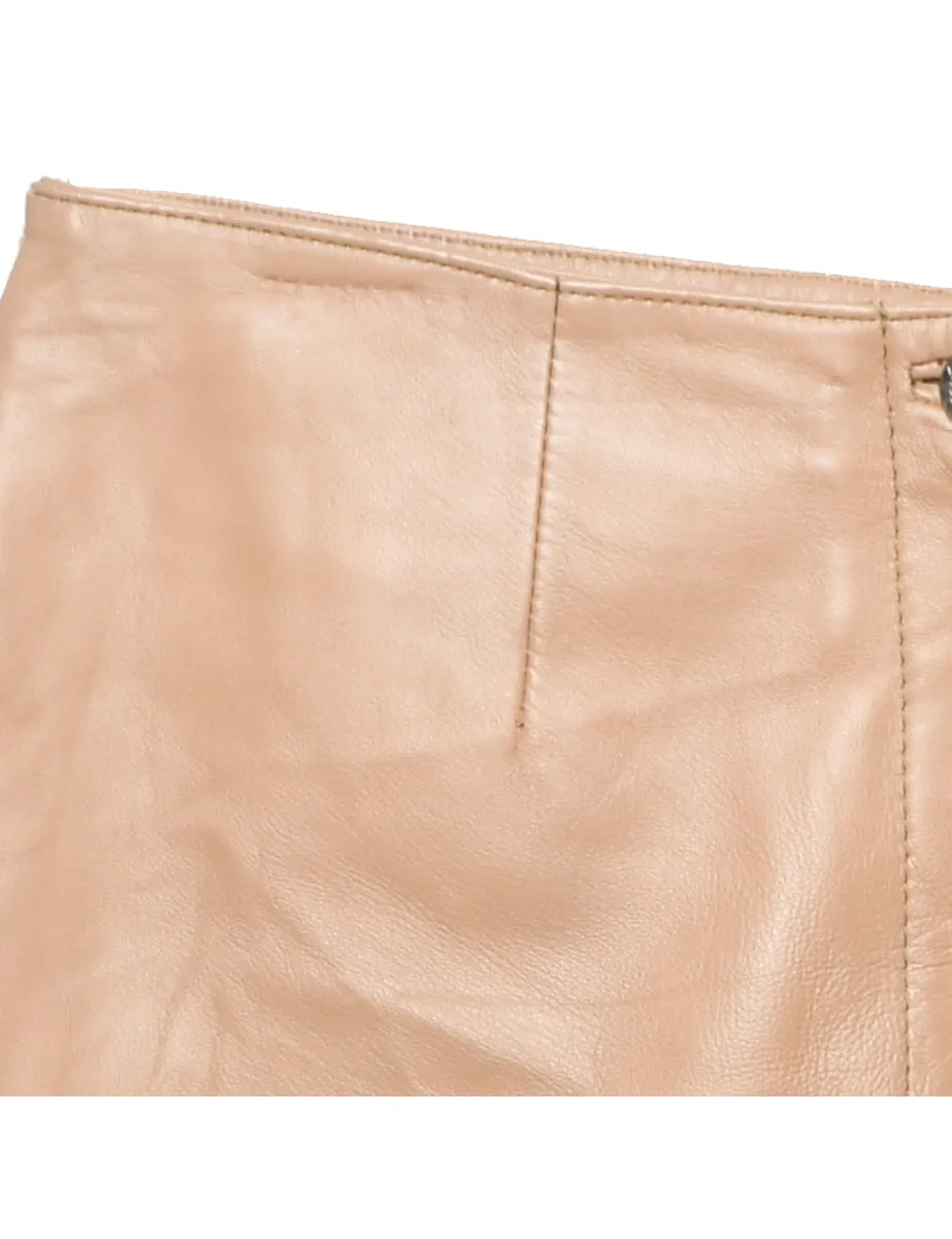 Light Brown Faux Leather Trousers - W32 L34