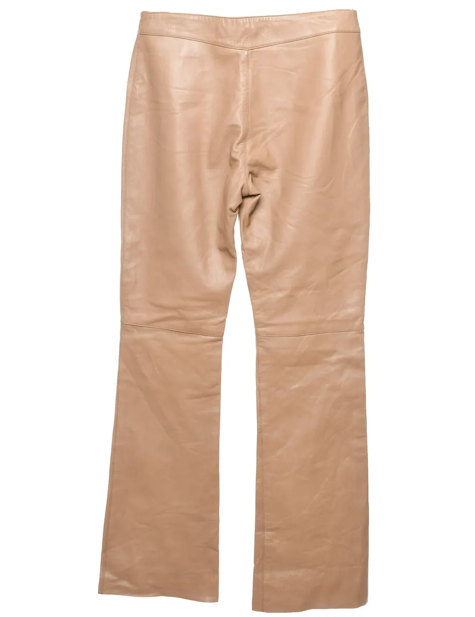 Light Brown Faux Leather Trousers - W32 L34