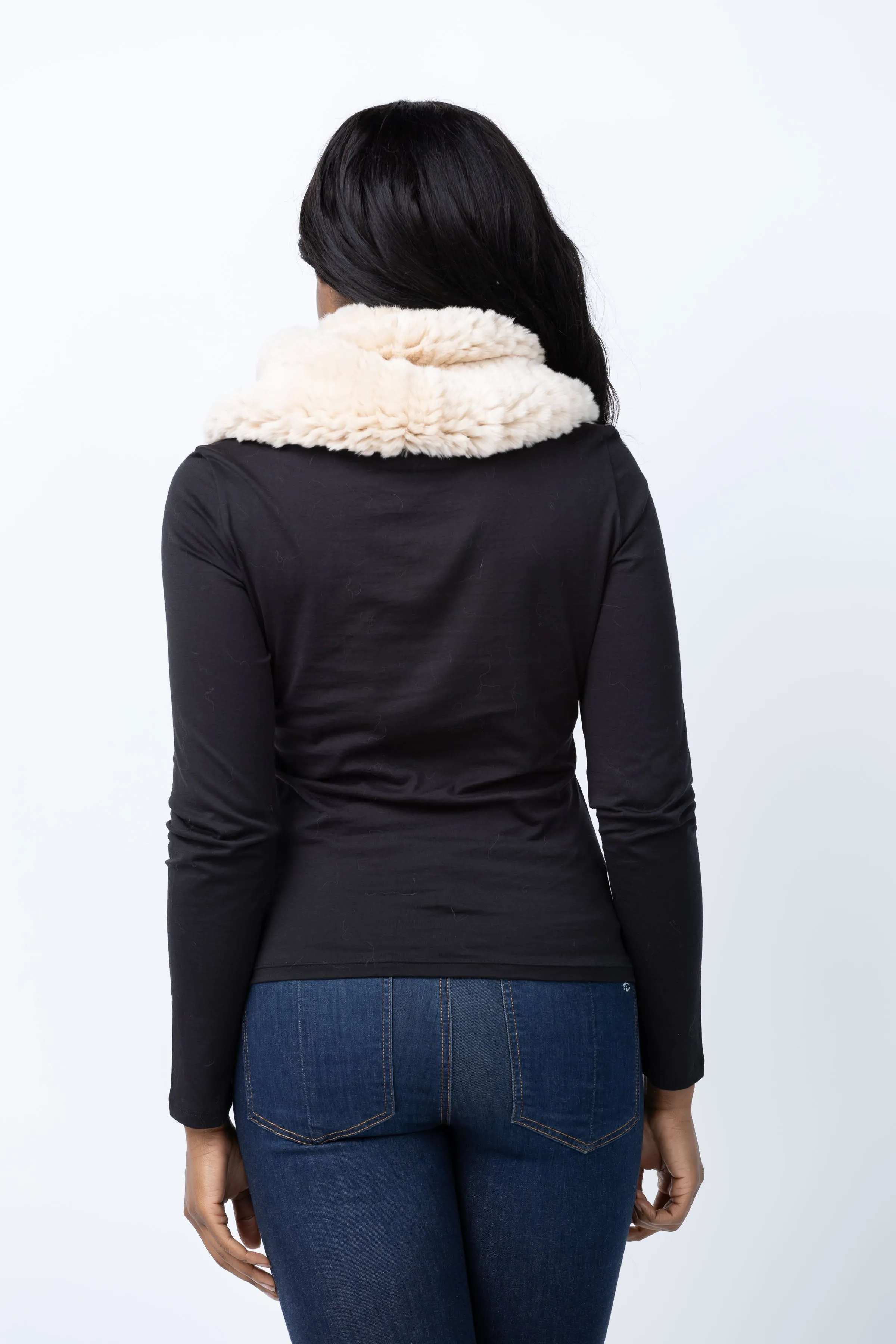 Linda Richards Fur Funnel Snood in Champagne