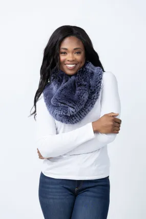 Linda Richards Fur Funnel Snood in Indigo