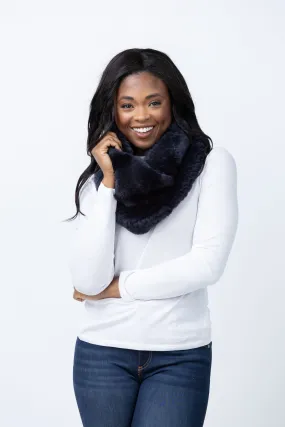 Linda Richards Fur Funnel Snood in Navy