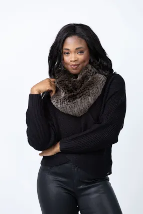 Linda Richards Fur Funnel Tip Dye Snood in Brown/Charcoal