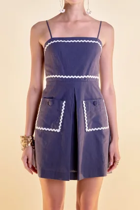 Linen Mini Dress with Ric Rac Trim