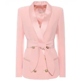Lion Buttons Lacing Belt Blazer Jacket