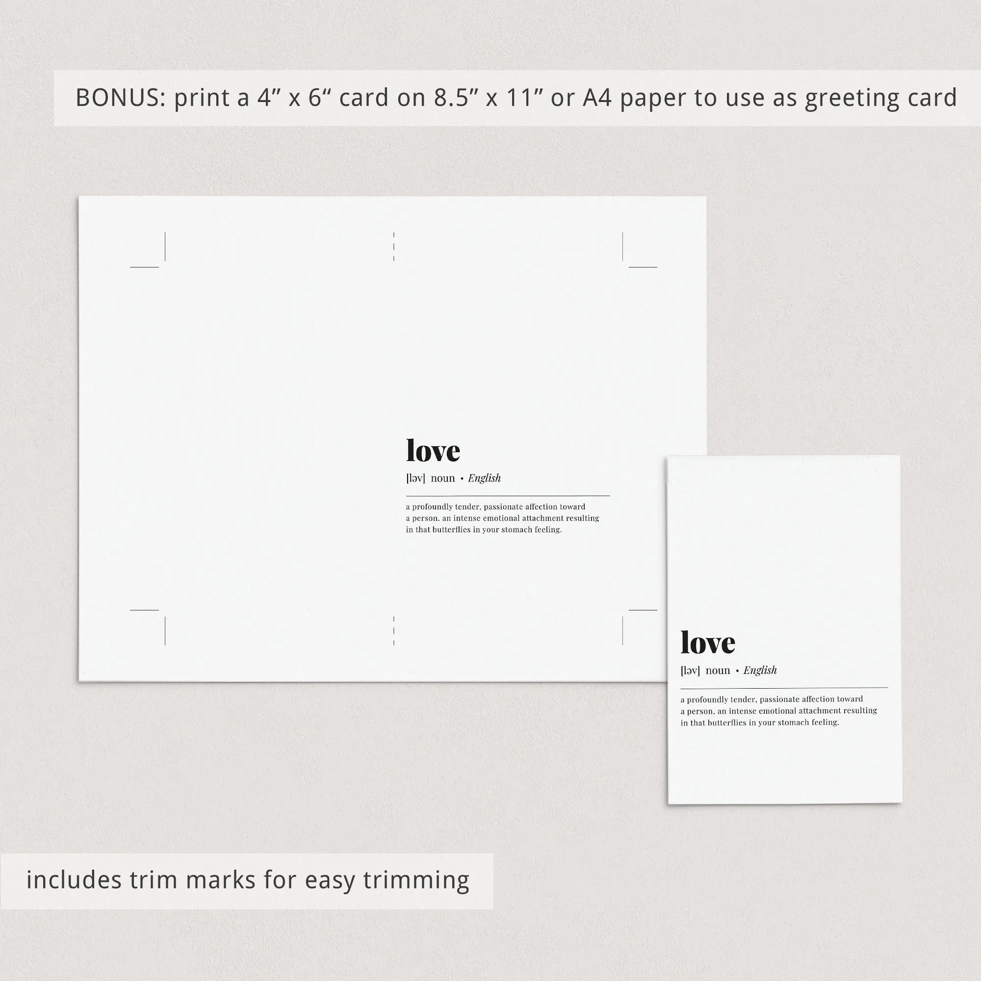 Love Definition Print Instant Download
