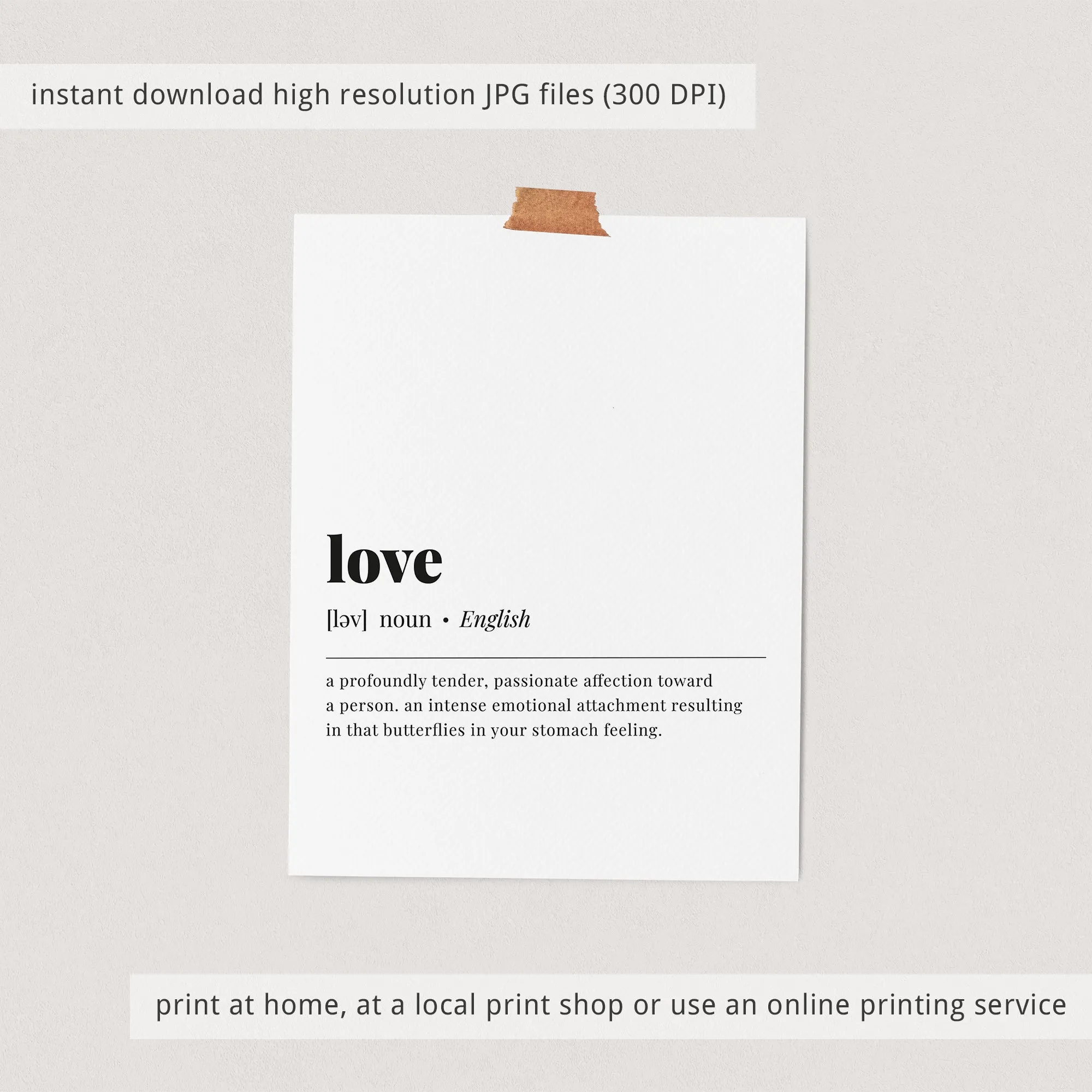 Love Definition Print Instant Download