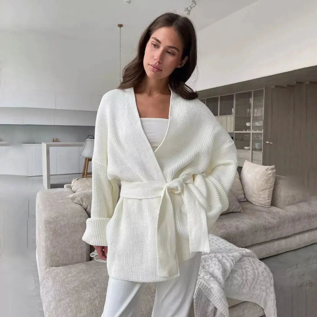 Luxe Knit Belted Wrap Cardigan