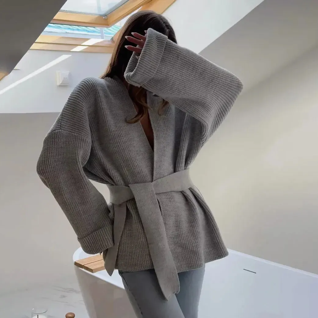 Luxe Knit Belted Wrap Cardigan