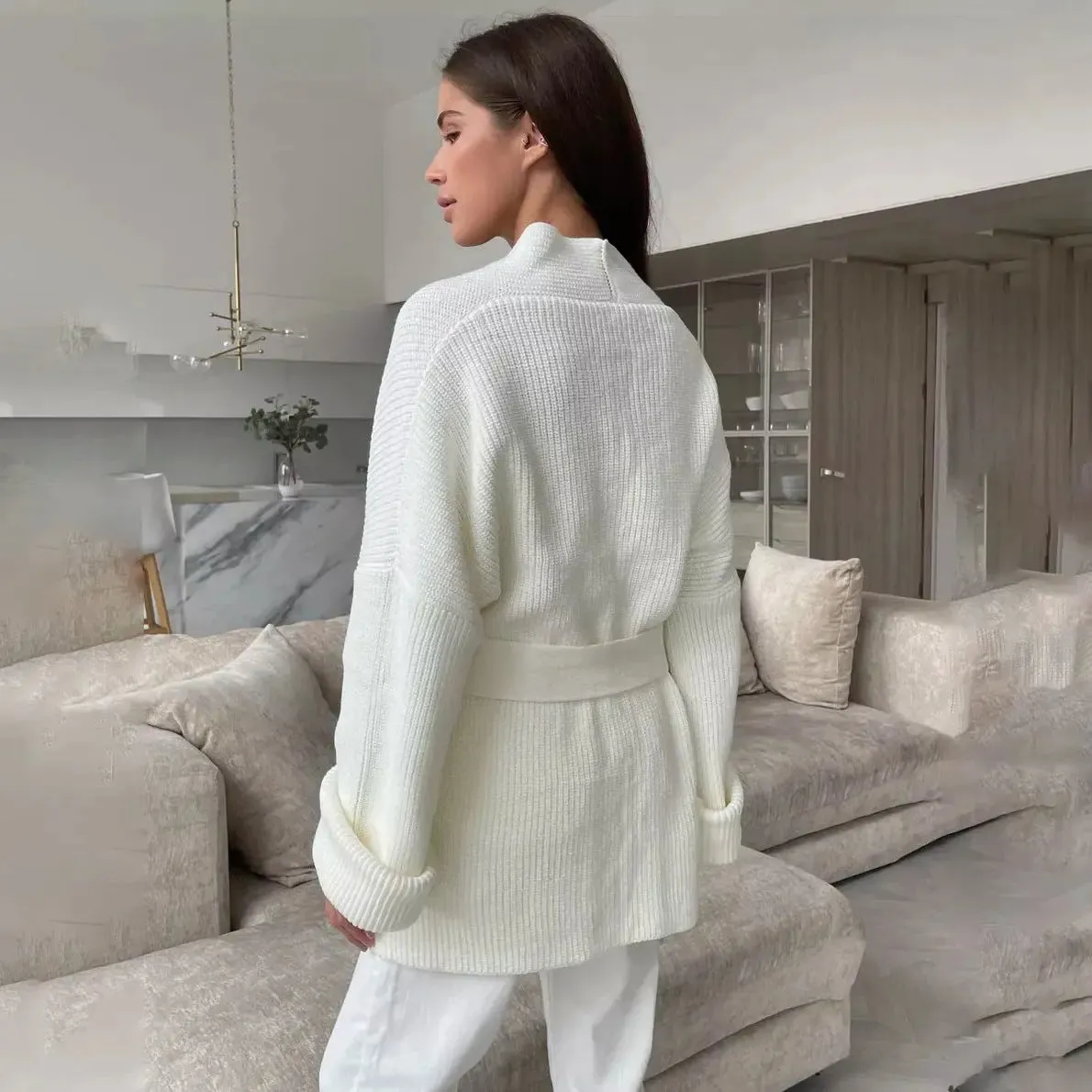 Luxe Knit Belted Wrap Cardigan