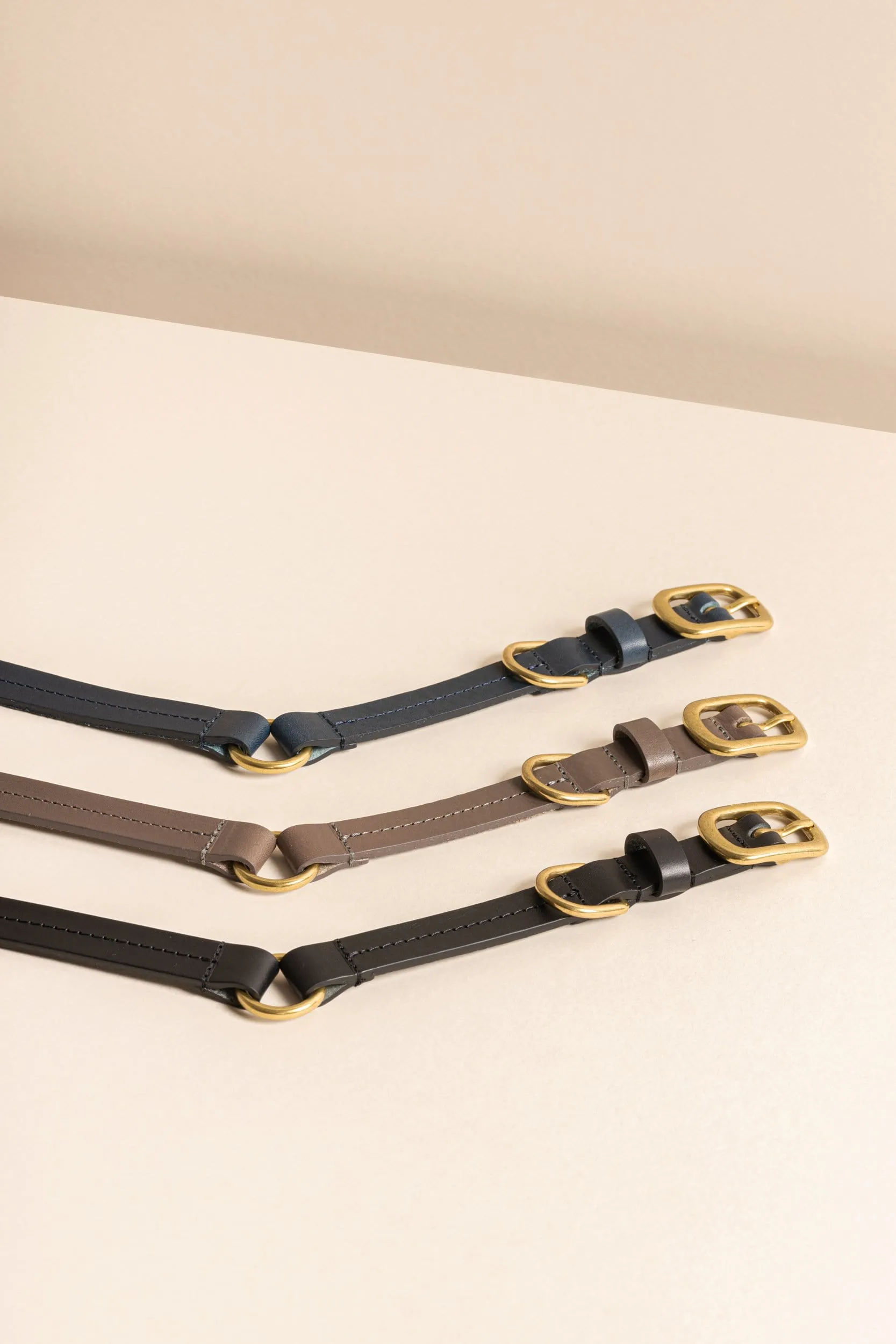 Luxury Black Leather Dog Collar with Center Ring, Handmade in the UK