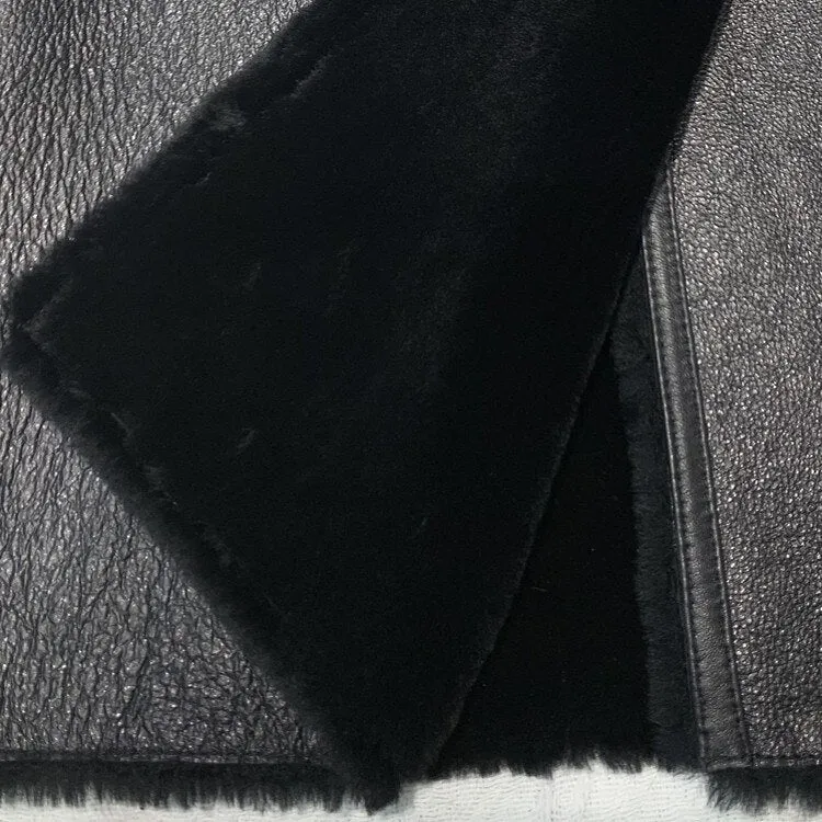 Luxury Long Real Leather Full Sleeve Double Breasted Coat