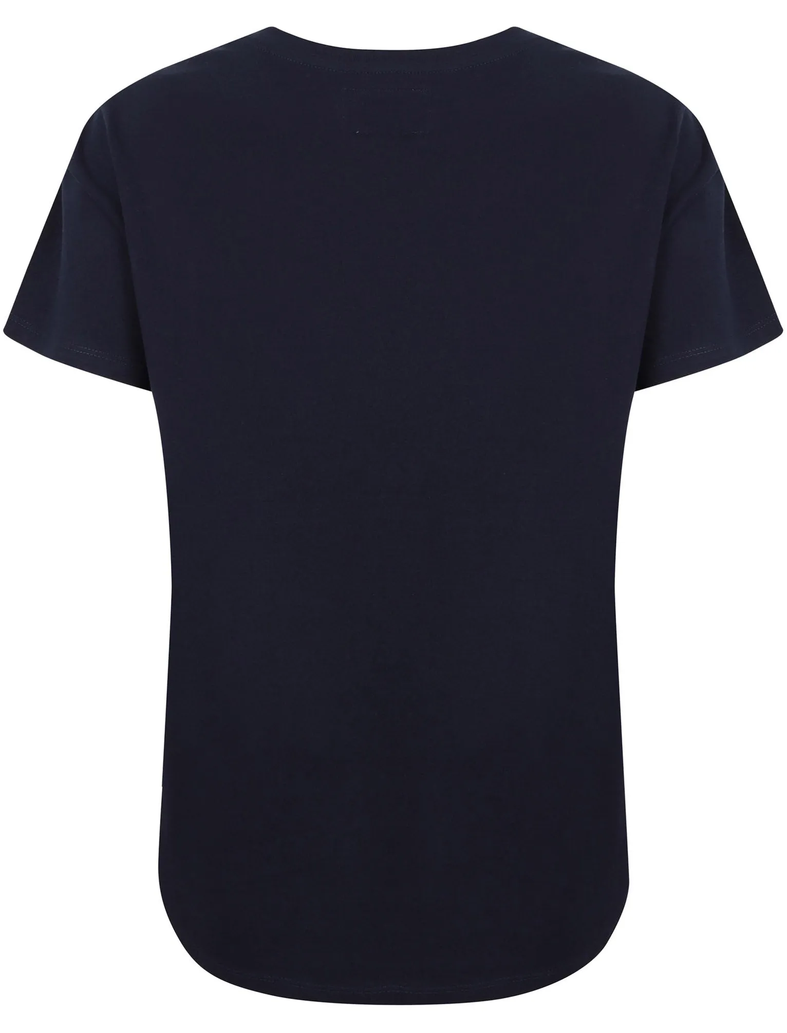 Mackie Cotton Jersey T-Shirt with Flocked Motif In Peacoat Navy - Tokyo Laundry
