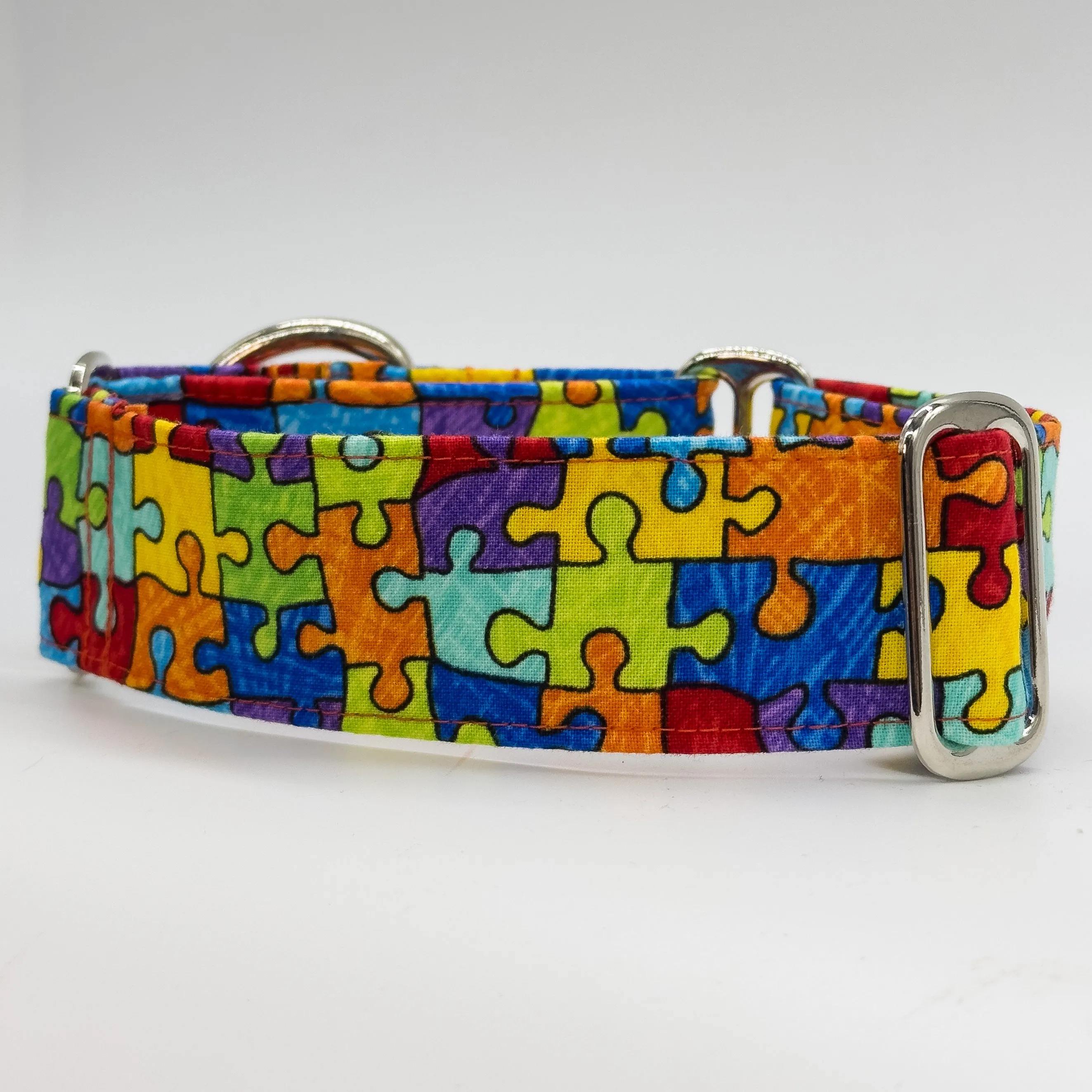 Martingale Collar - Puzzle Piece Rainbow
