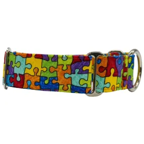 Martingale Collar - Puzzle Piece Rainbow