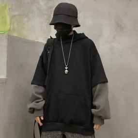 Men's Baggy Fashion Autumn Korean Hip hop Style Oversized Doctor Sleeve Deisgn Fleece Hoodie