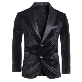 Men's Black Velvet Blazer (P1785)