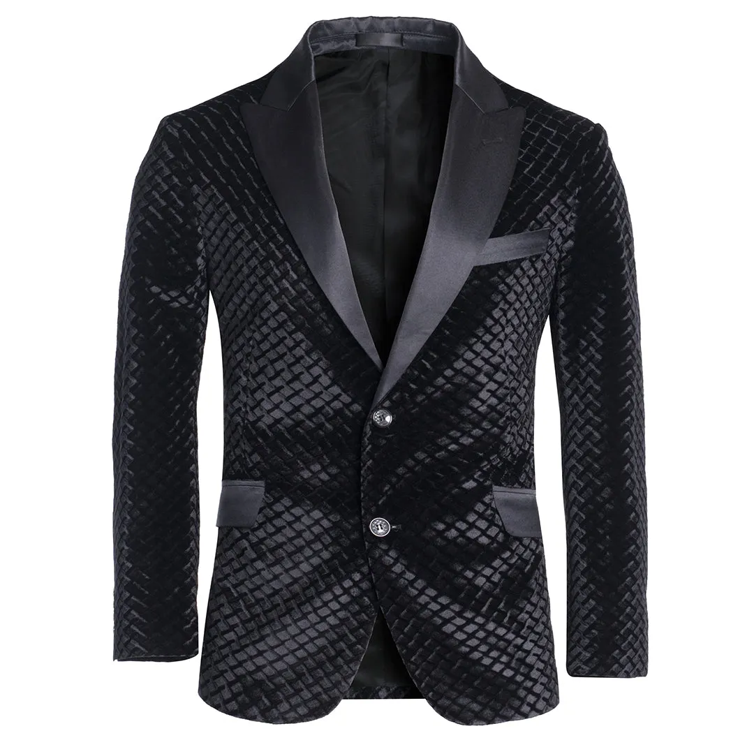 Men's Black Velvet Blazer (P1785)