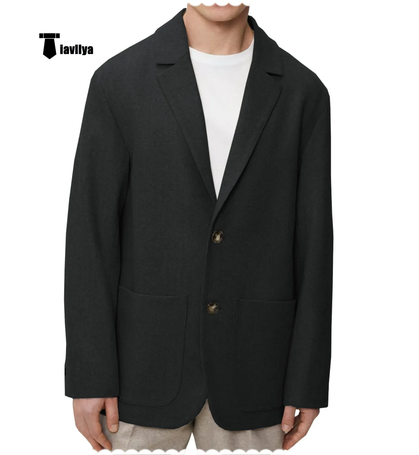 Men's Casual Tweed Notch Lapel Blazer