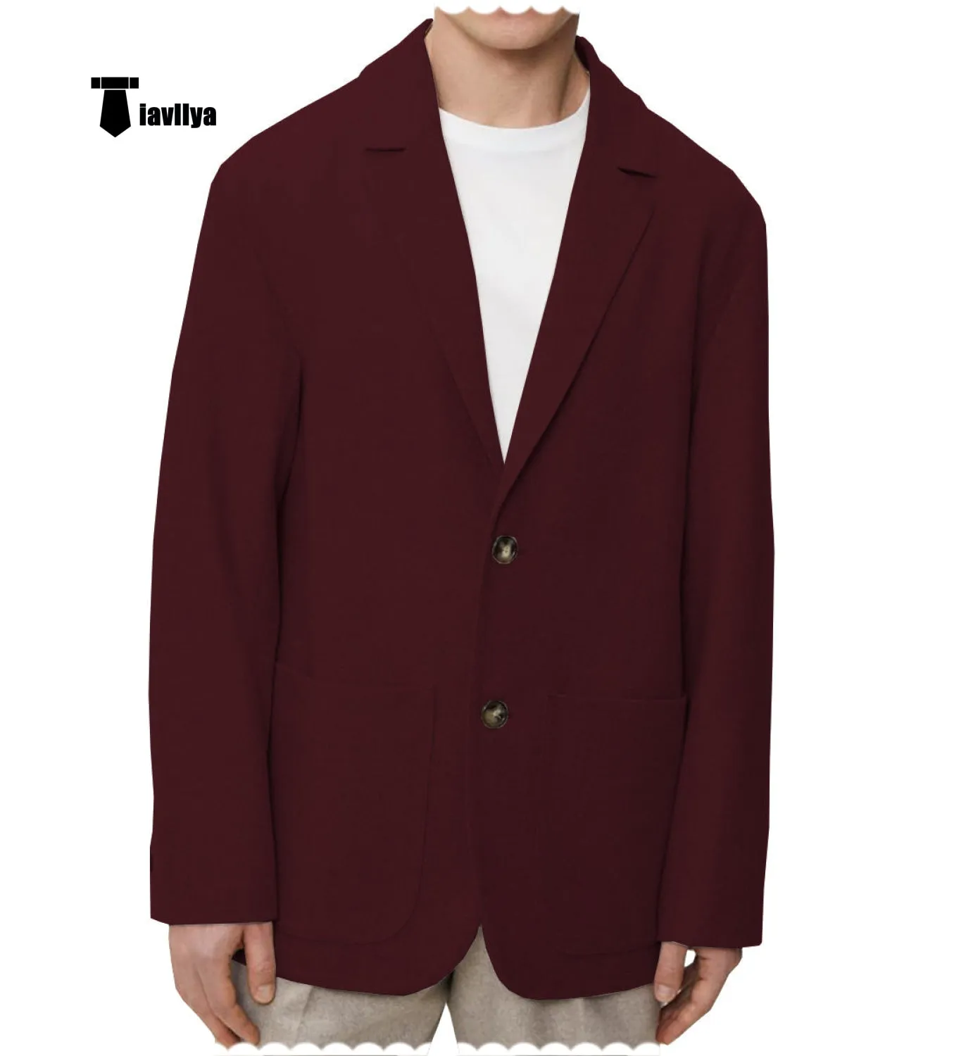 Men's Casual Tweed Notch Lapel Blazer