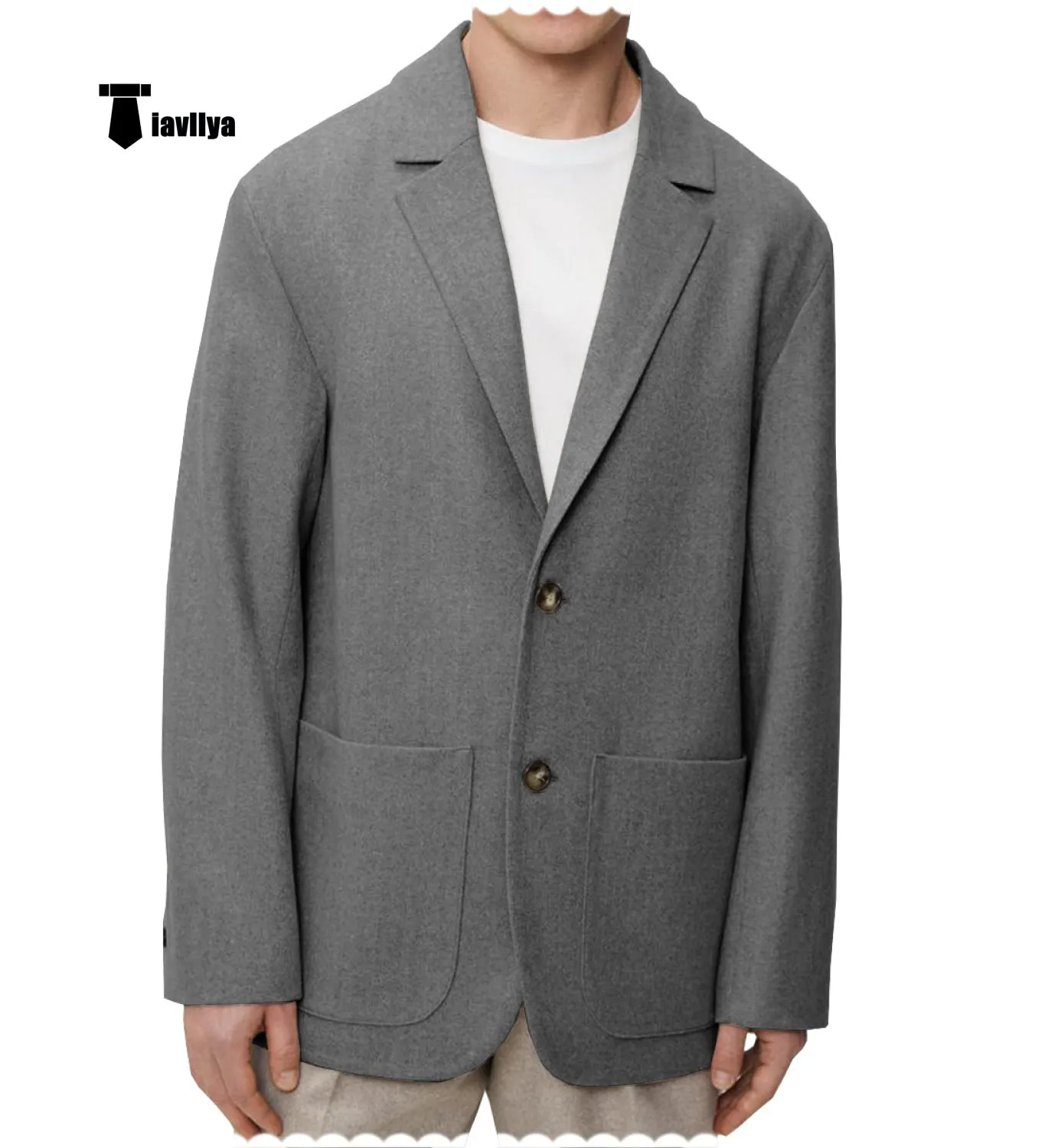 Men's Casual Tweed Notch Lapel Blazer