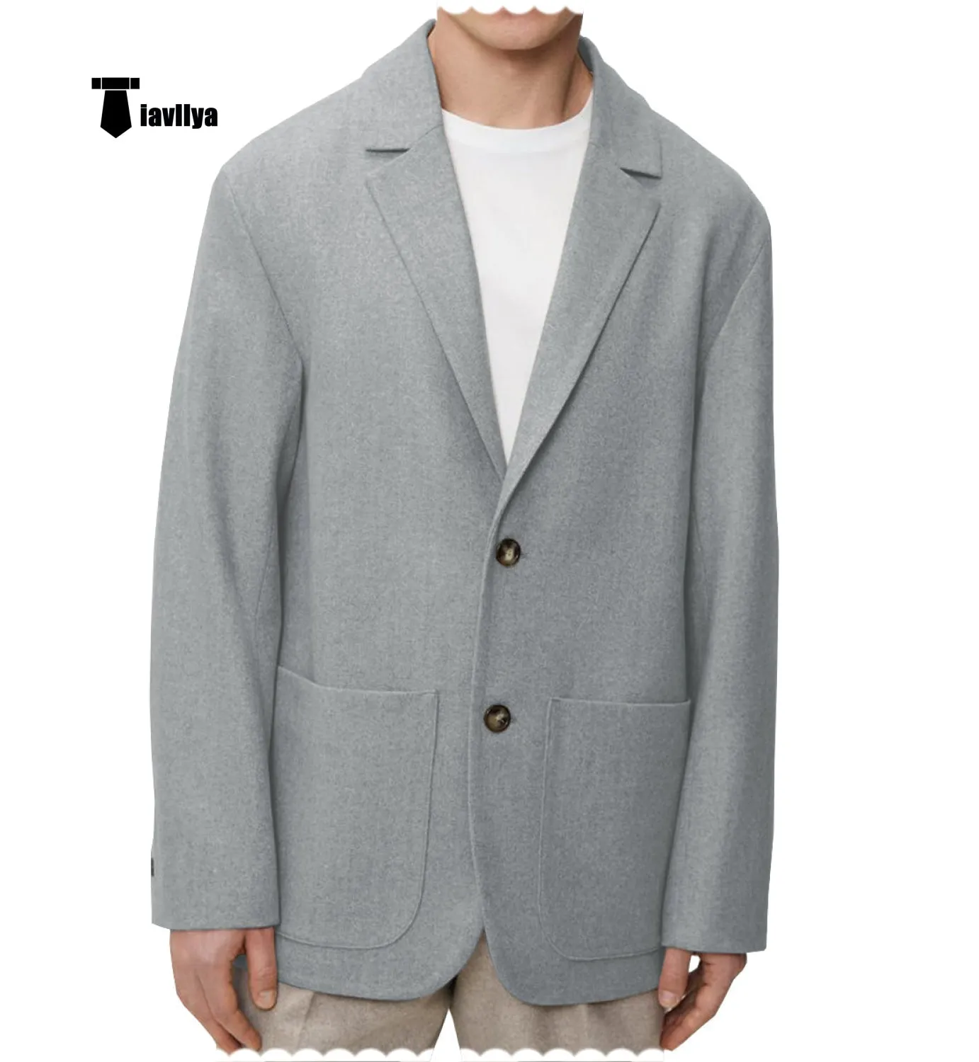 Men's Casual Tweed Notch Lapel Blazer