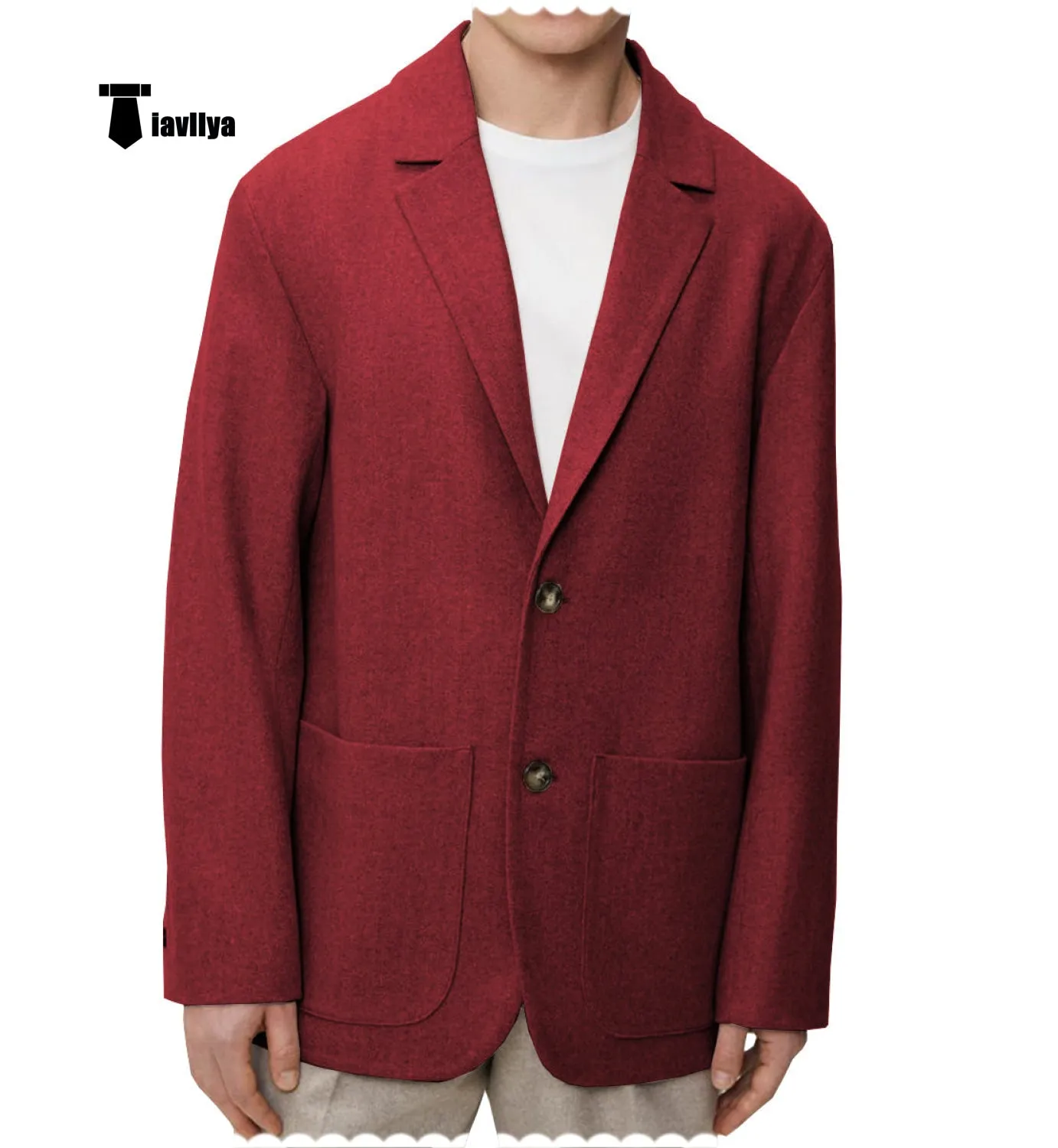 Men's Casual Tweed Notch Lapel Blazer