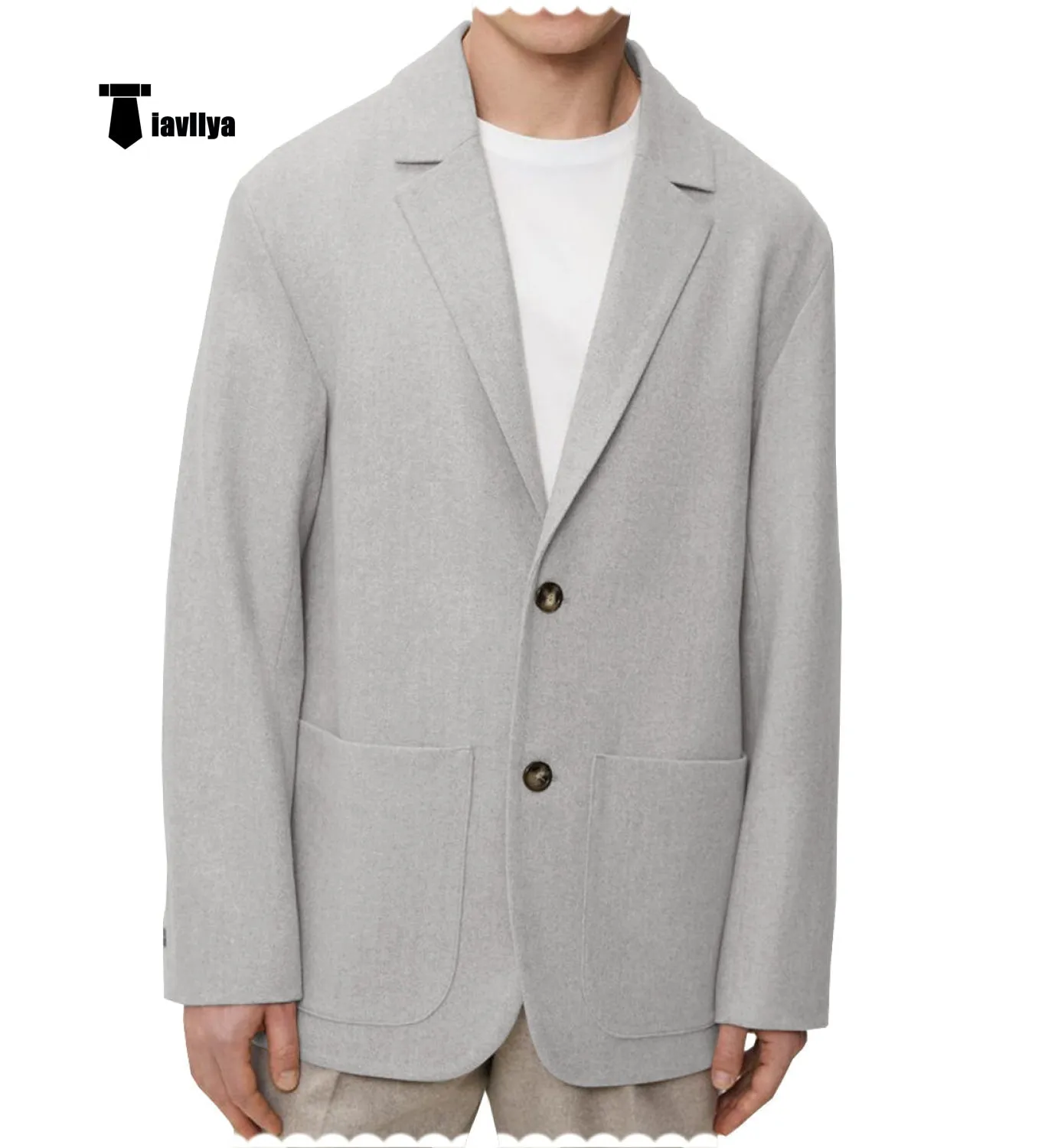 Men's Casual Tweed Notch Lapel Blazer