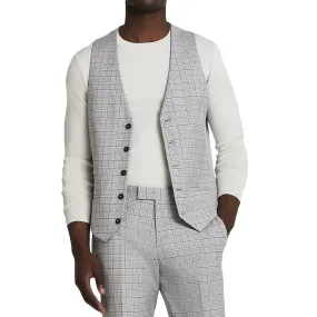 Men's Checked Suit Vest,Grey