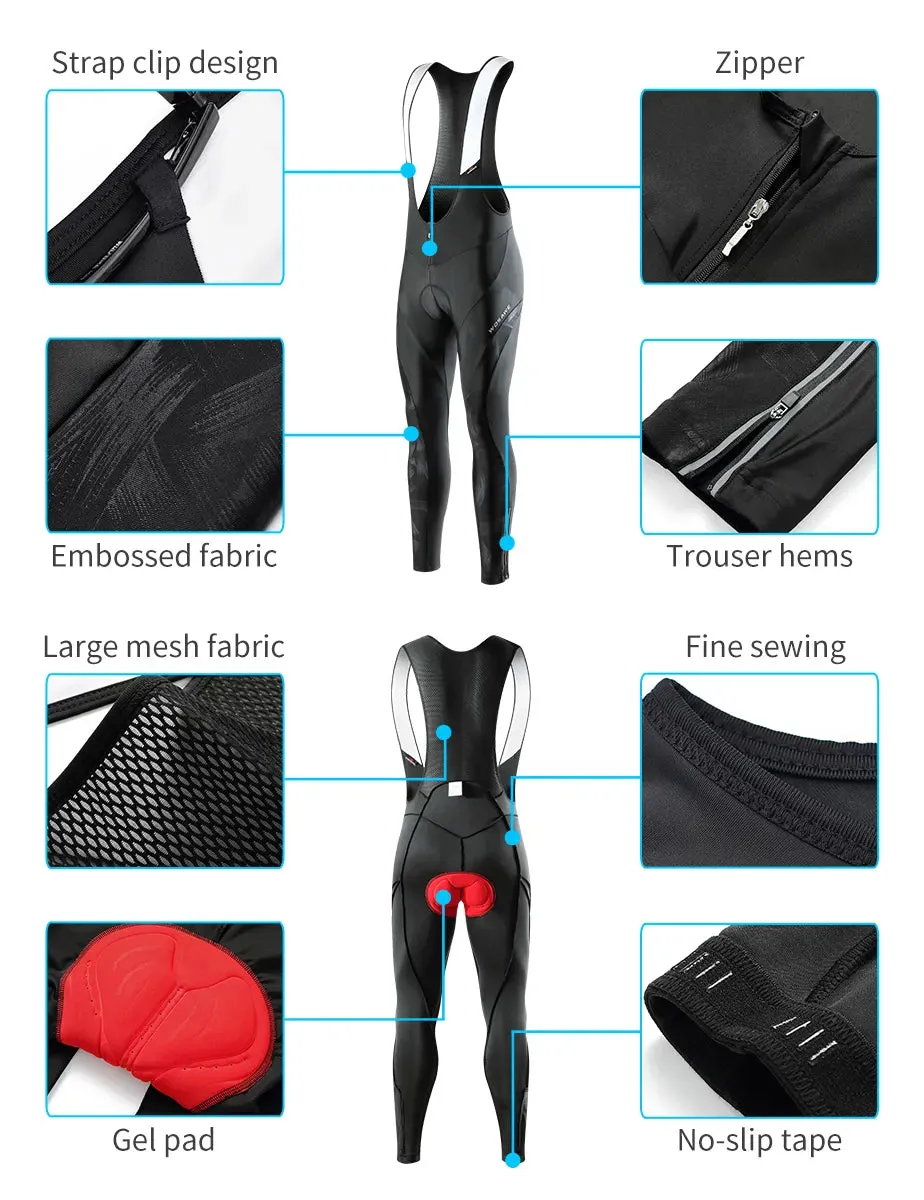 Men's Summer Breathable Cycling Bib Pants Mountain Bike Zipper Cycling Tights Pro Team Gel Padded MTB Bike Long Pants