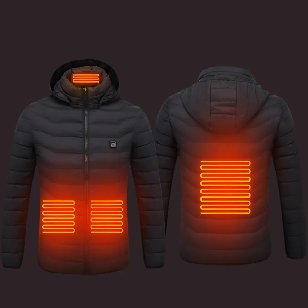 Men’s USB Heated Jacket – Thermal Cotton Coat for Winter