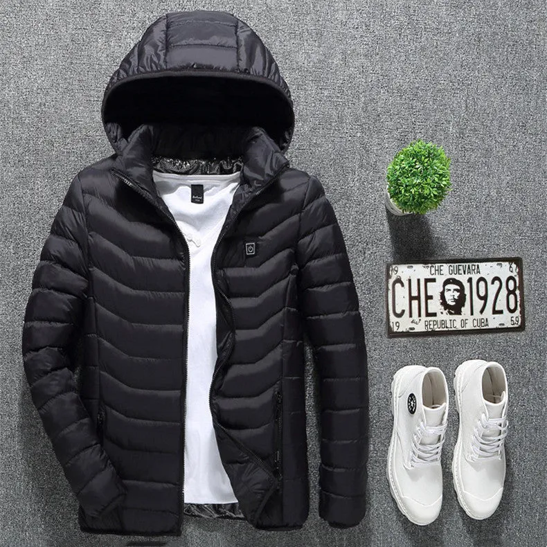 Men’s USB Heated Jacket – Thermal Cotton Coat for Winter