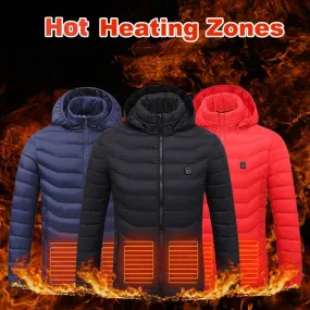 Men’s USB Heated Jacket – Thermal Cotton Coat for Winter