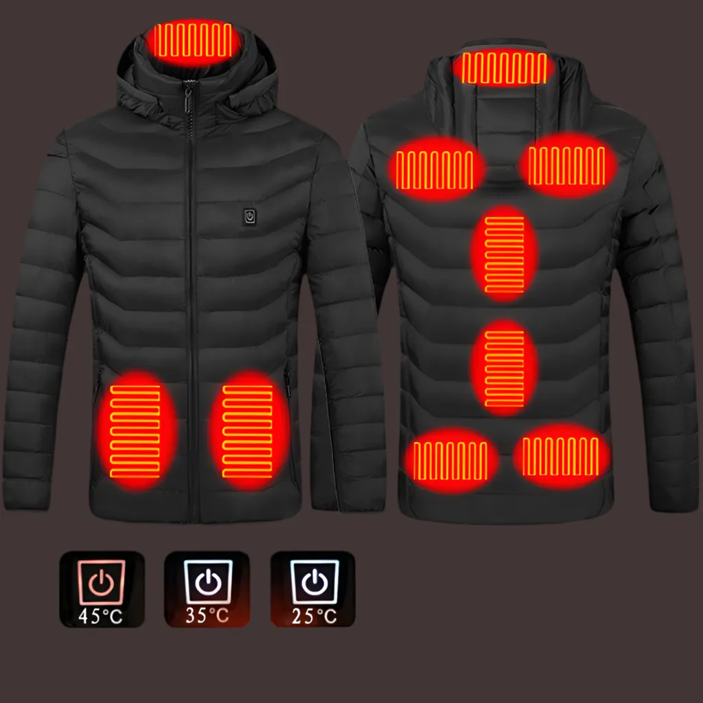 Men’s USB Heated Jacket – Thermal Cotton Coat for Winter