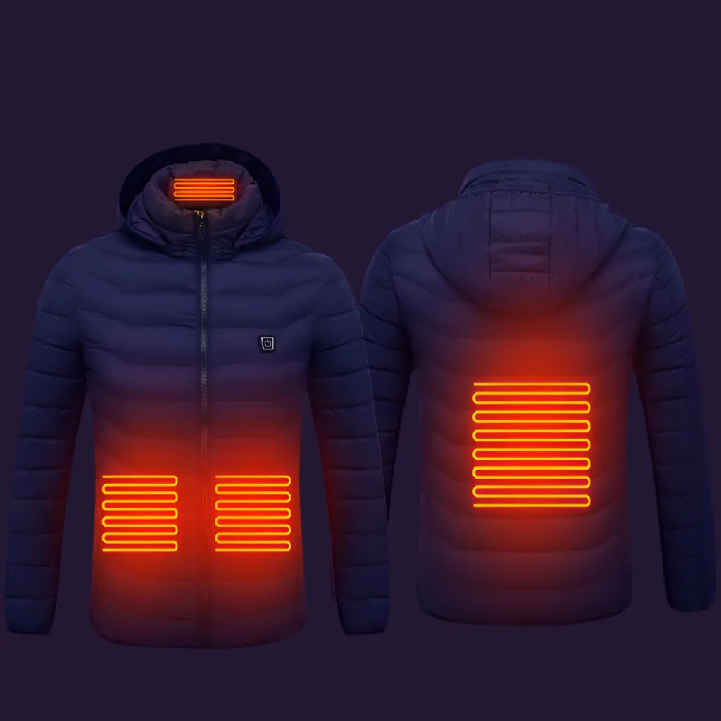 Men’s USB Heated Jacket – Thermal Cotton Coat for Winter