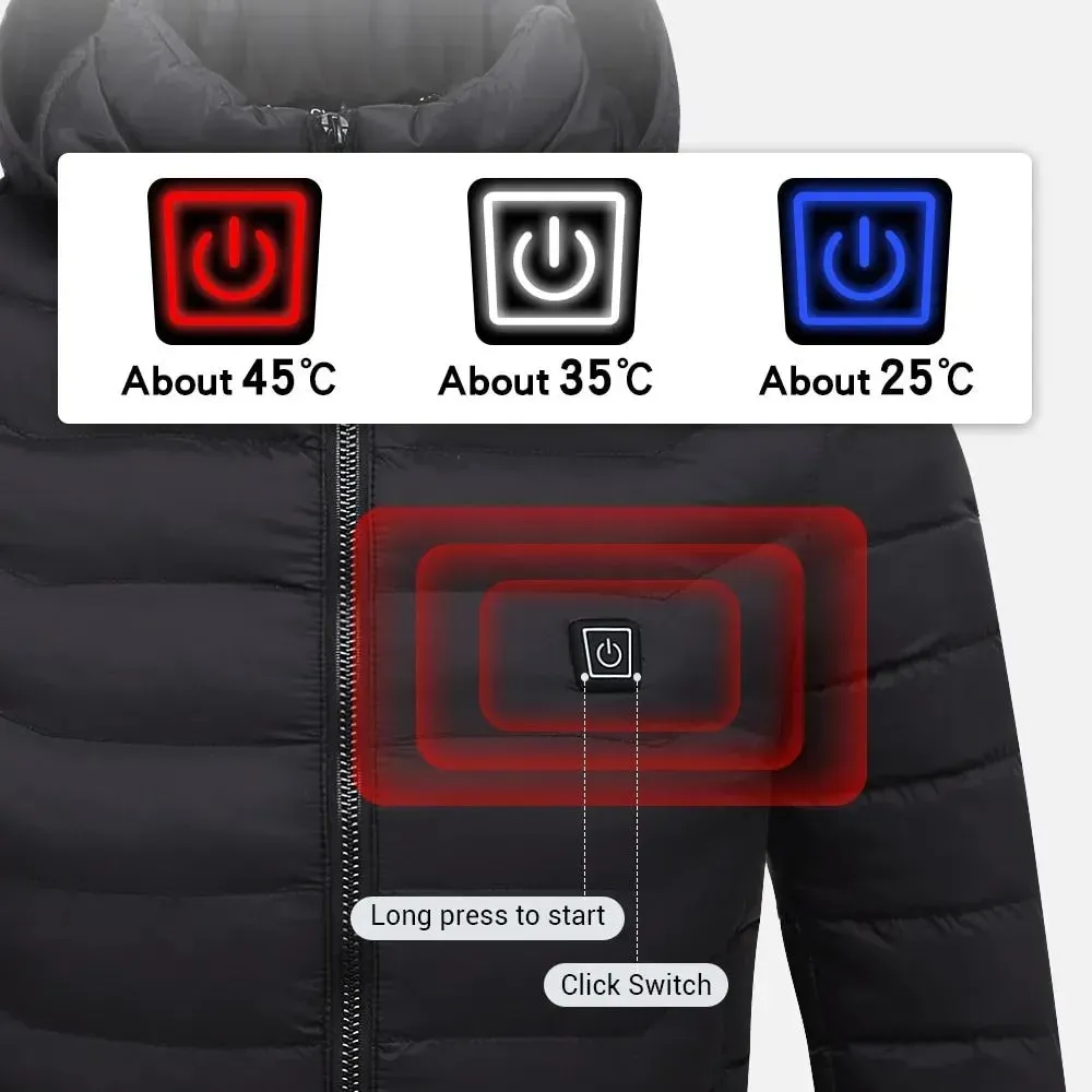 Men’s USB Heated Jacket – Thermal Cotton Coat for Winter