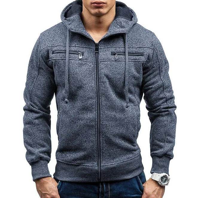 Men's Zipper Hoodie with Elbow Details