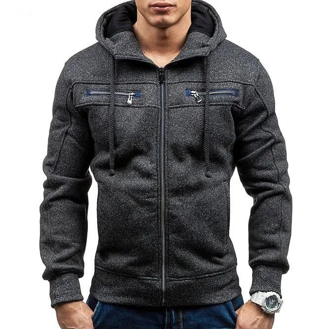 Men's Zipper Hoodie with Elbow Details