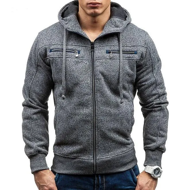 Men's Zipper Hoodie with Elbow Details