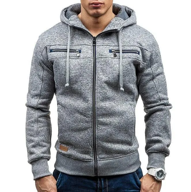 Men's Zipper Hoodie with Elbow Details