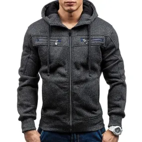 Men's Zipper Hoodie with Elbow Details