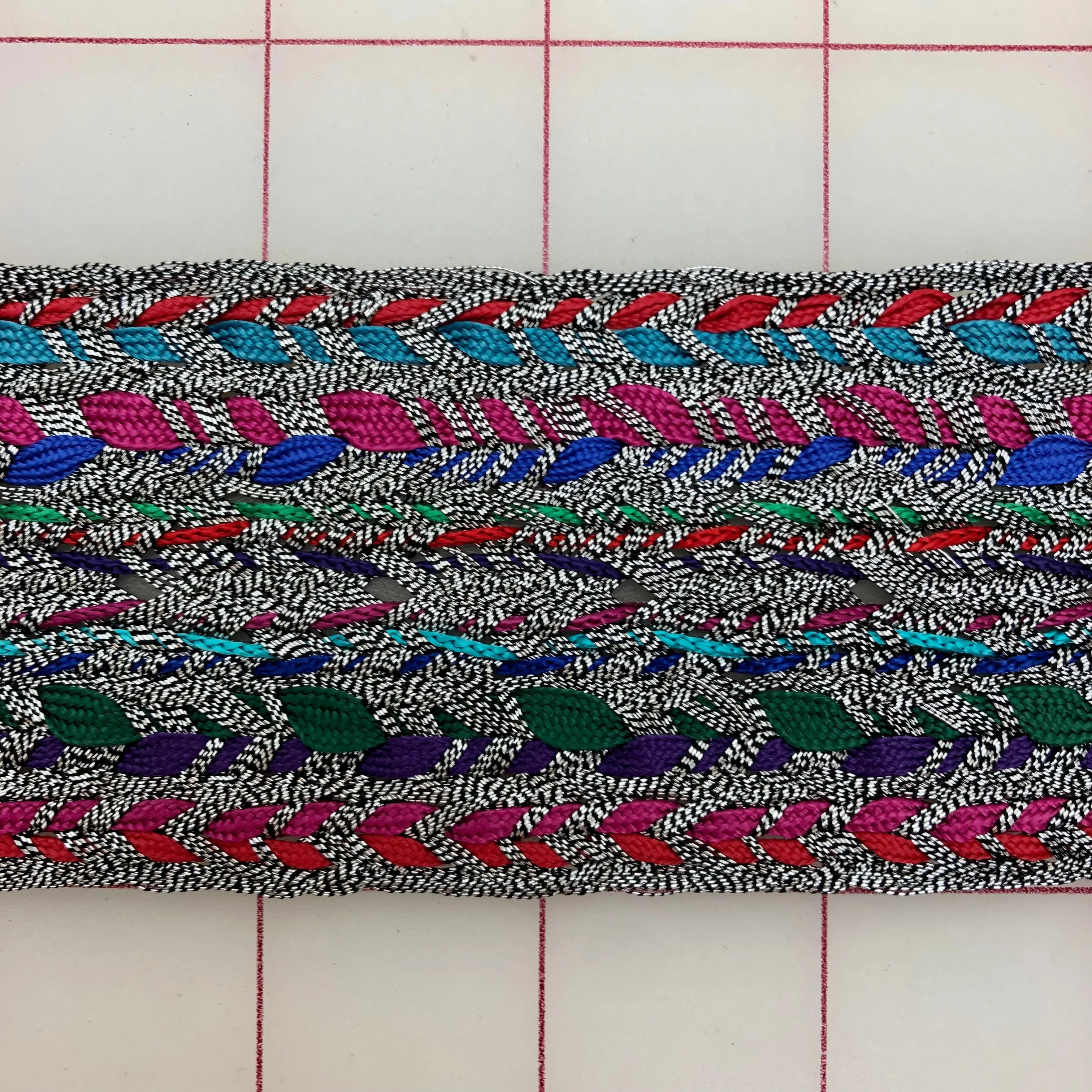 Metallic Trim - 2.25-inch Silver with Pink, Purple, Green and Blue Vintage