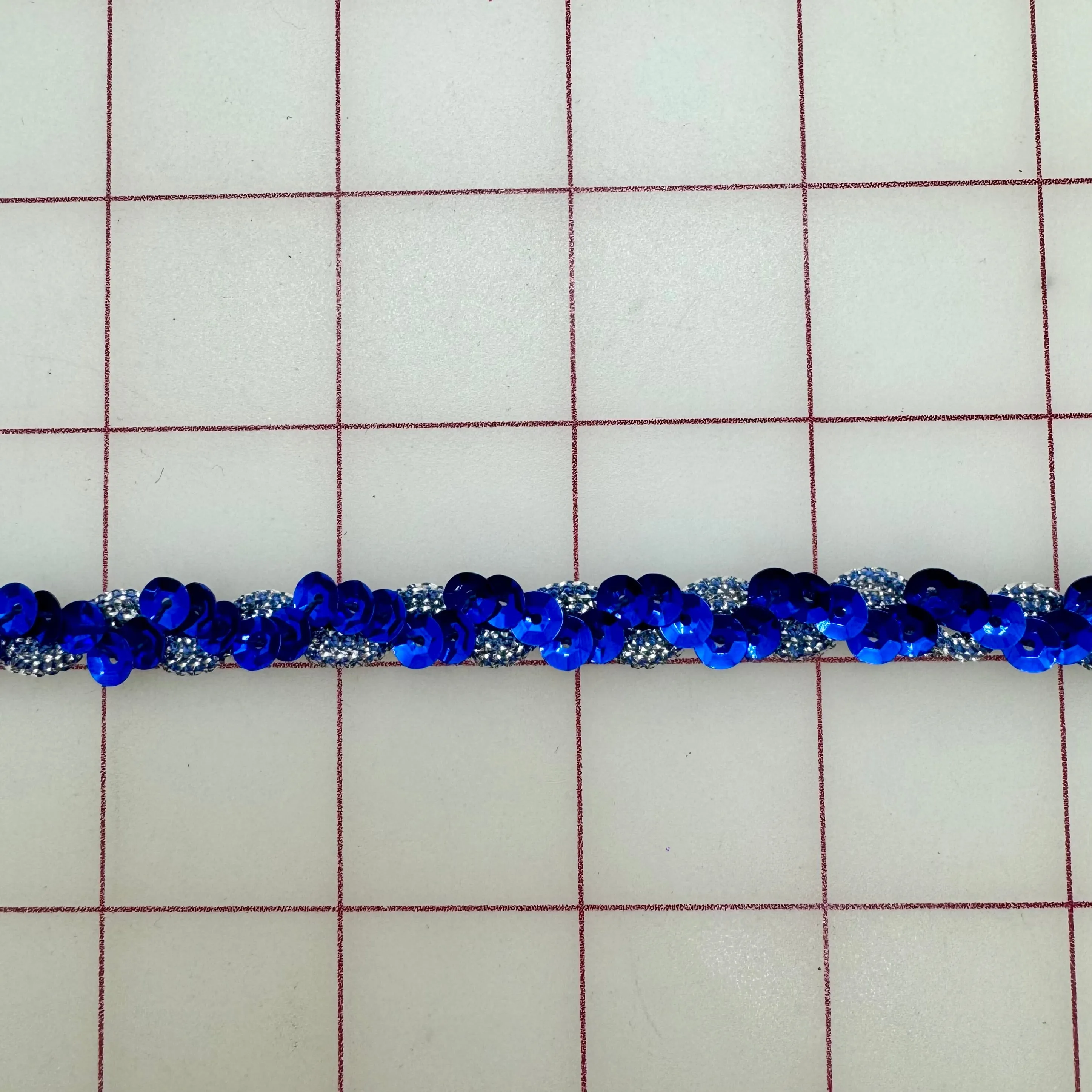 Metallic Trim - .25-inch wide  Royal Blue Sequins and Silver Trim Close-Out
