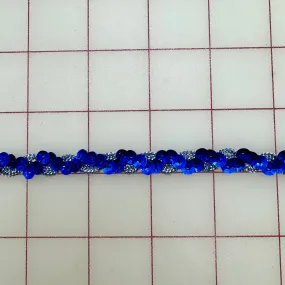 Metallic Trim - .25-inch wide  Royal Blue Sequins and Silver Trim Close-Out