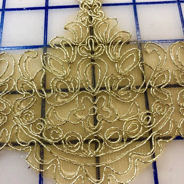 Metallic Trim - 4-inch 12 Motif Corded Gold