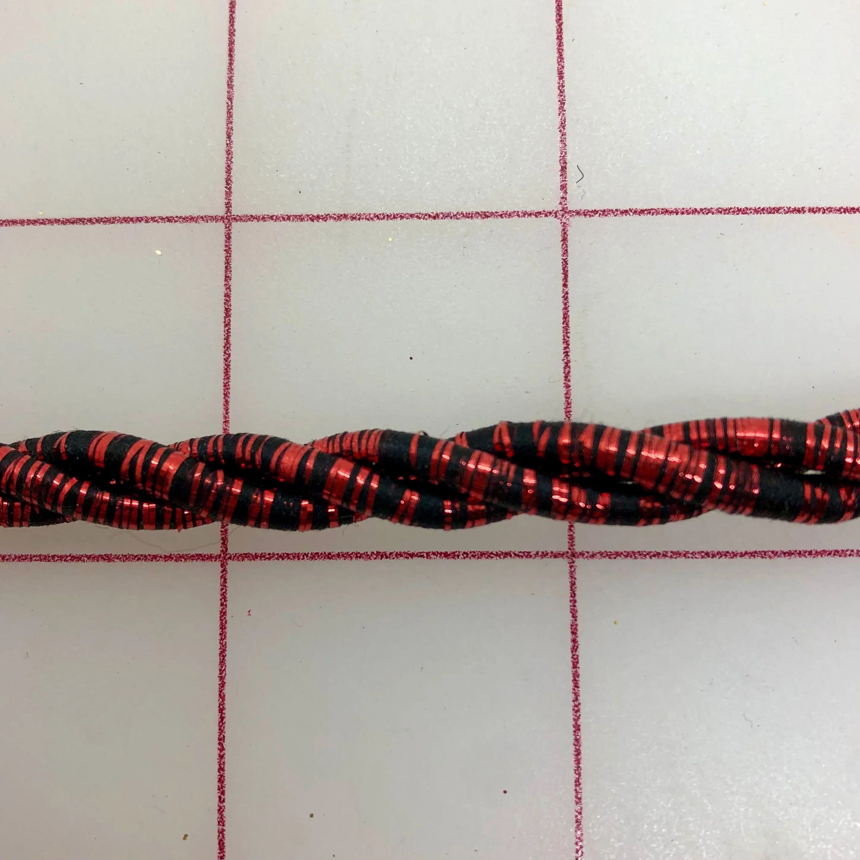 Metallic Trim - 6mm Fancy Twisted Cord Red/Black Metallic Close-Out