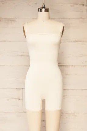 Metzi | Stretchy Ivory Lounging Romper